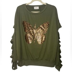 Butterfly Cut Out Sleeve Sweatshirt Size S